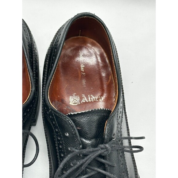 VINTAGE Alden 637 Wingtip Oxford Black Leather Dress Shoes- Truflare Sz 10.5 A/C - Picture 11 of 13